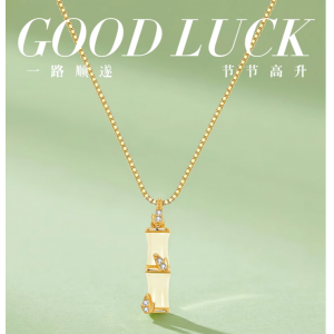 和田玉竹节项链女款925银新中式锁骨链女生