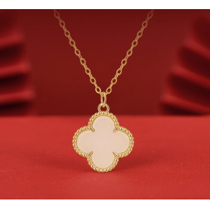 925银和田玉四叶草项链女款